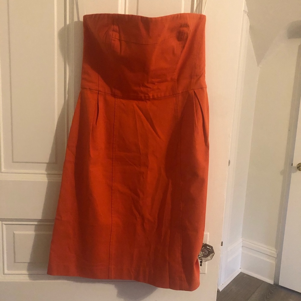 Theory Stretch Cotton Strapless Mini Dress